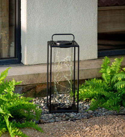 Plow & Hearth Deck & Patio Accents Outdoor Living Glass Firefly Solar Lantern With String Lights