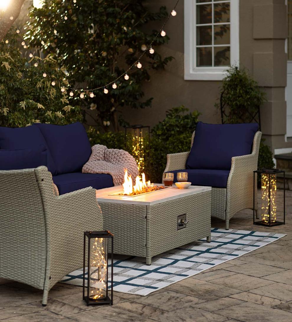 Plow & Hearth Deck & Patio Accents Outdoor Living Glass Firefly Solar Lantern With String Lights