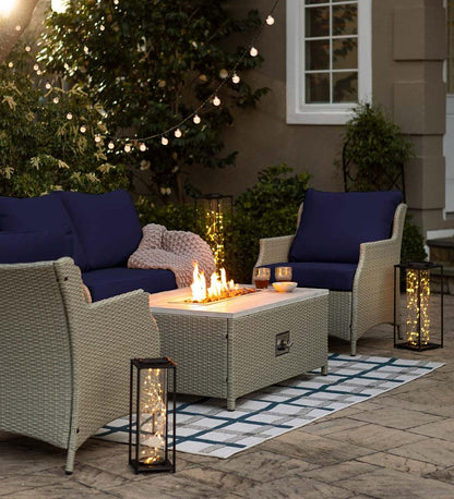 Plow & Hearth Deck & Patio Accents Outdoor Living Glass Firefly Solar Lantern With String Lights
