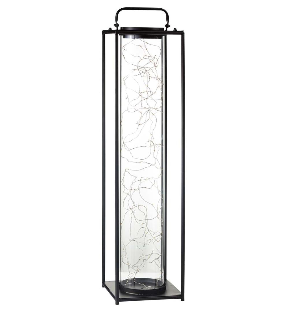 Plow & Hearth Deck & Patio Accents Outdoor Living Glass Firefly Solar Lantern With String Lights