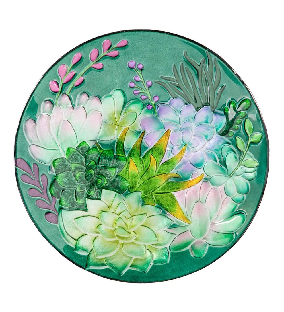 Plow & Hearth Deck & Patio Accents Outdoor Living Glass Succulents Birdbath Basin