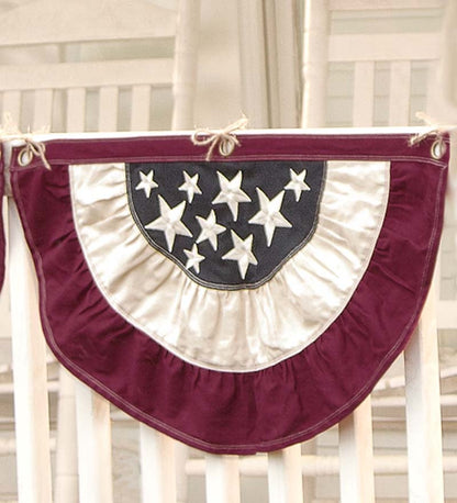 Plow & Hearth Deck & Patio Accents Outdoor Living Half-Round Cotton Duck Patriotic Vintage Bunting With Embroidery