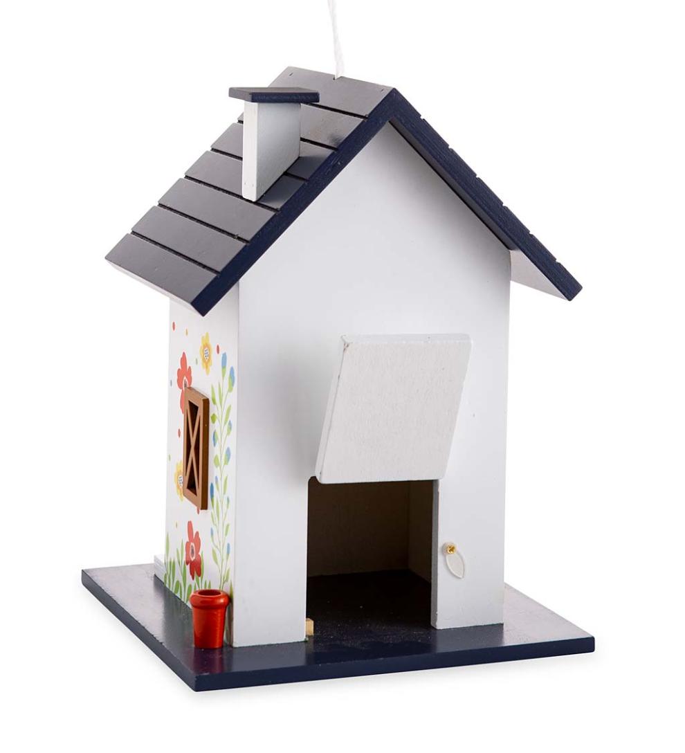 Plow & Hearth Deck & Patio Accents Outdoor Living Hand-Painted Blooming Birdhouse With Floral Design