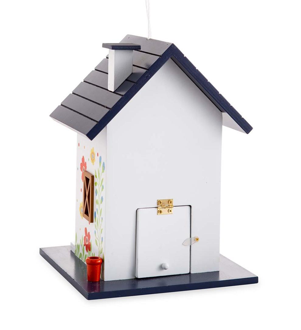 Plow & Hearth Deck & Patio Accents Outdoor Living Hand-Painted Blooming Birdhouse With Floral Design