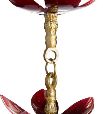 Plow & Hearth Deck & Patio Accents Outdoor Living Handcrafted Steel And Aluminum Flower Rain Chain In Brass And Metallic Red Colors