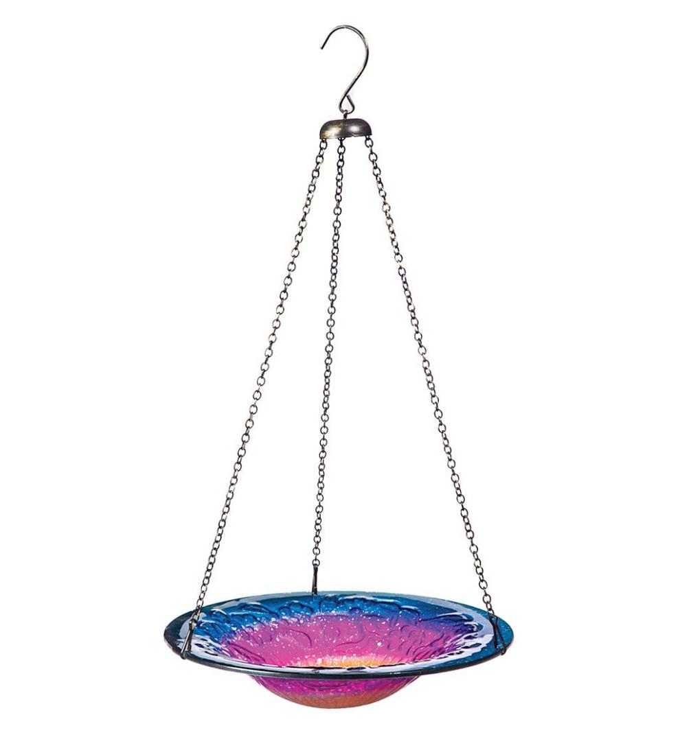 Plow & Hearth Deck & Patio Accents Outdoor Living Hanging Sunrise Glass Birbath