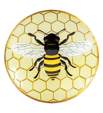 Plow & Hearth Deck & Patio Accents Outdoor Living Happy Honey Bee Glass Birdbath Basin