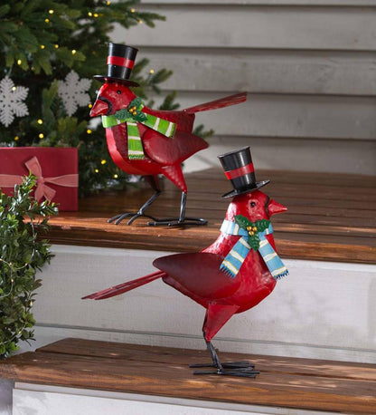 Plow & Hearth Deck & Patio Accents Outdoor Living Holiday Cardinal Metal Garden Statues, Set Of 2