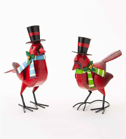 Plow & Hearth Deck & Patio Accents Outdoor Living Holiday Cardinal Metal Garden Statues, Set Of 2