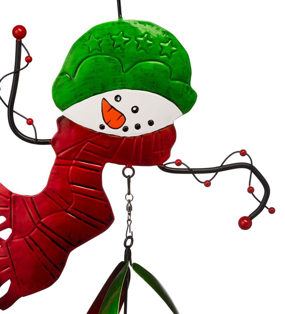 Plow & Hearth Deck & Patio Accents Outdoor Living Holiday Snowman Twirler With Green Hat