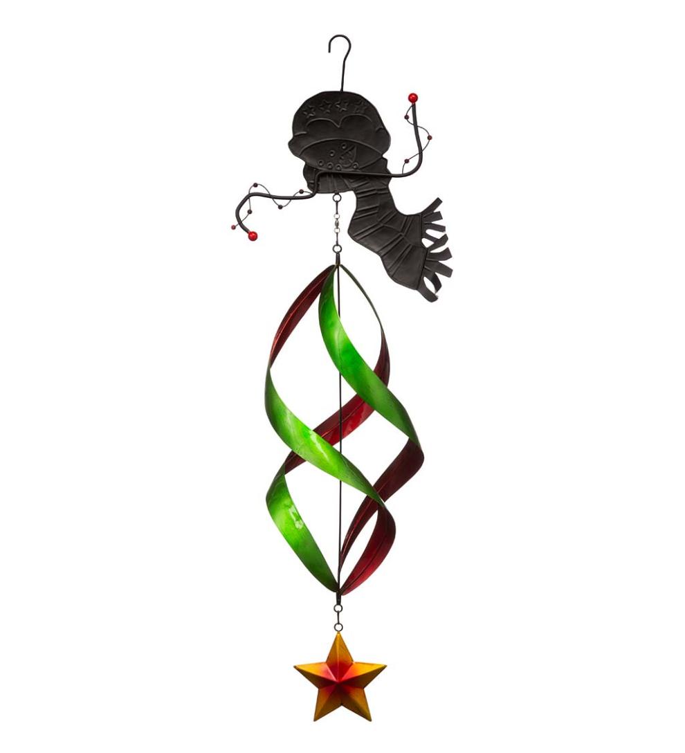 Plow & Hearth Deck & Patio Accents Outdoor Living Holiday Snowman Twirler With Green Hat