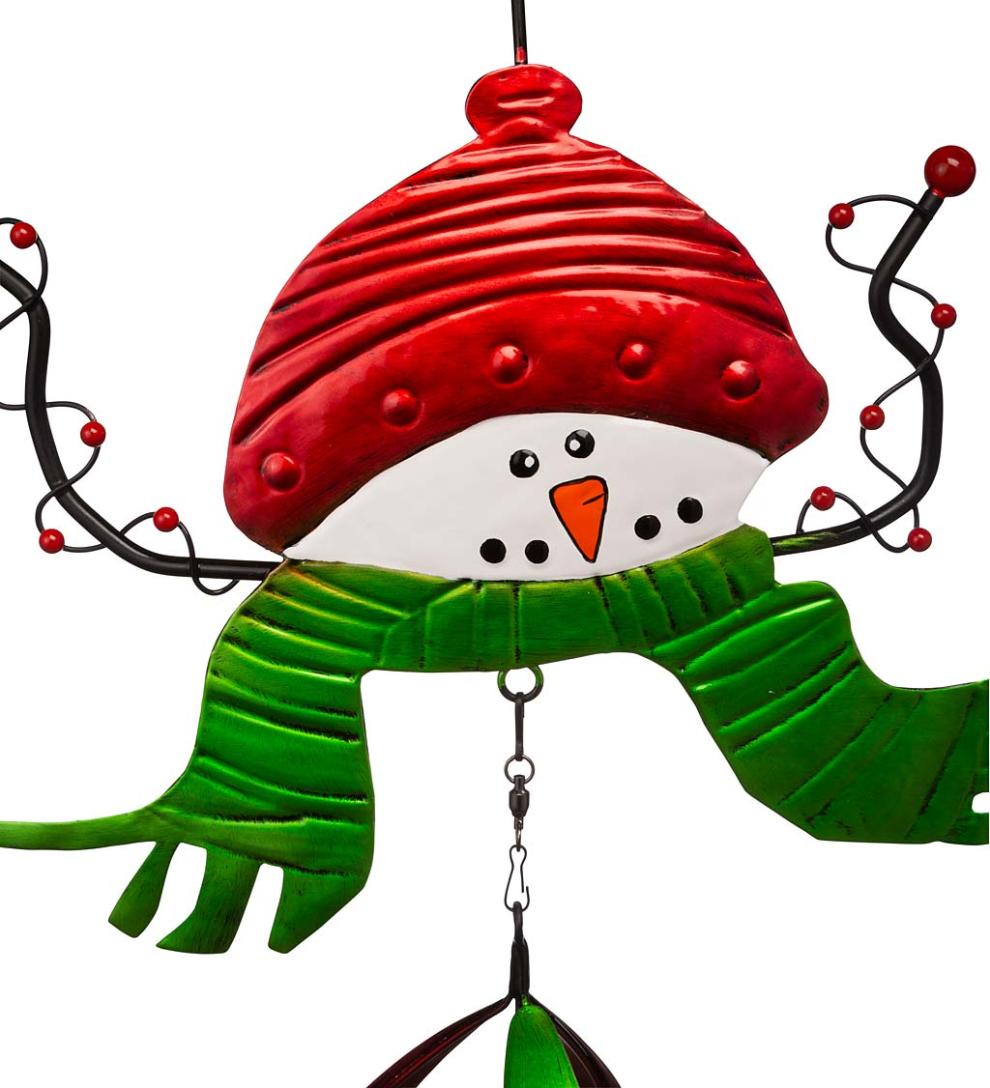 Plow & Hearth Deck & Patio Accents Outdoor Living Holiday Snowman Twirler With Red Hat