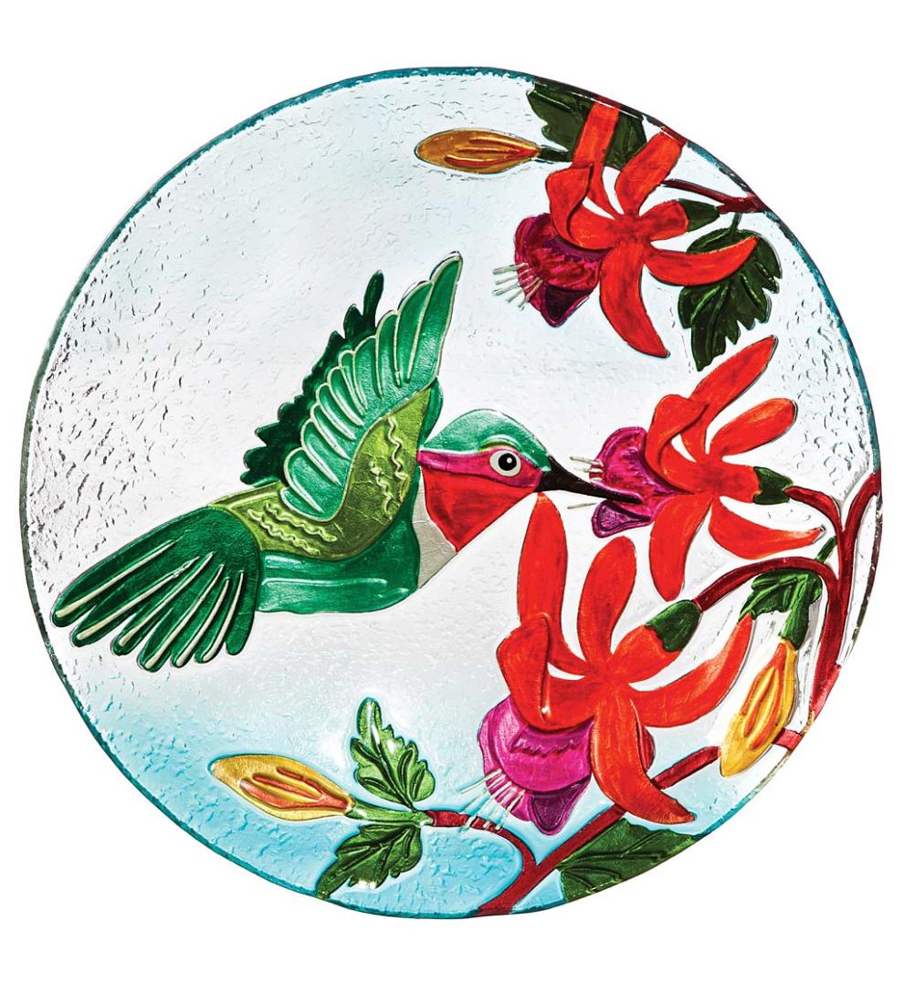 Plow & Hearth Deck & Patio Accents Outdoor Living Hummingbird Flutter Glass Birdbath Basin