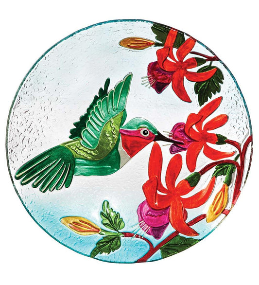 Plow & Hearth Deck & Patio Accents Outdoor Living Hummingbird Flutter Glass Birdbath Basin