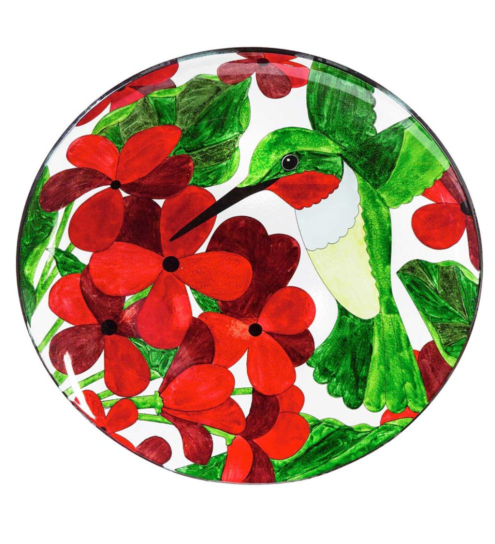 Plow & Hearth Deck & Patio Accents Outdoor Living Hummingbird Glass Birdbath With Stand
