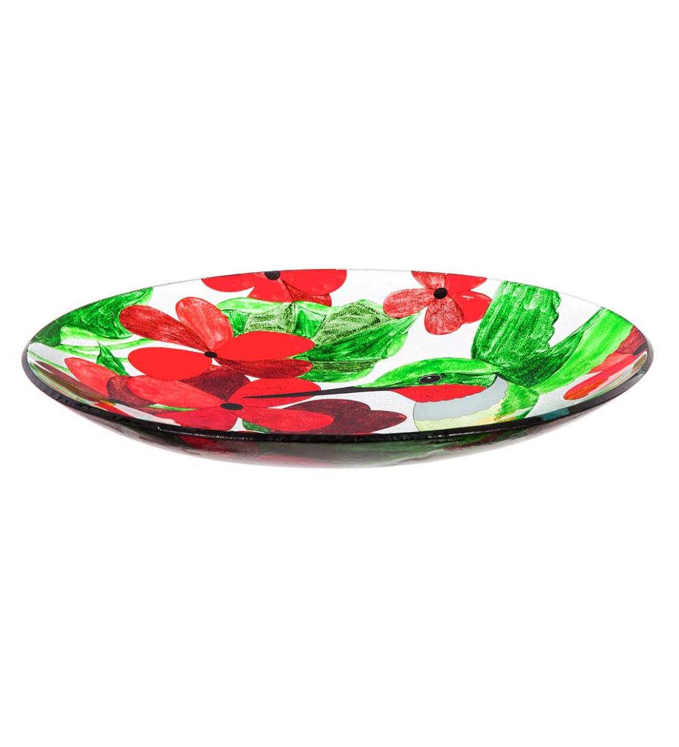 Plow & Hearth Deck & Patio Accents Outdoor Living Hummingbird Glass Birdbath With Stand