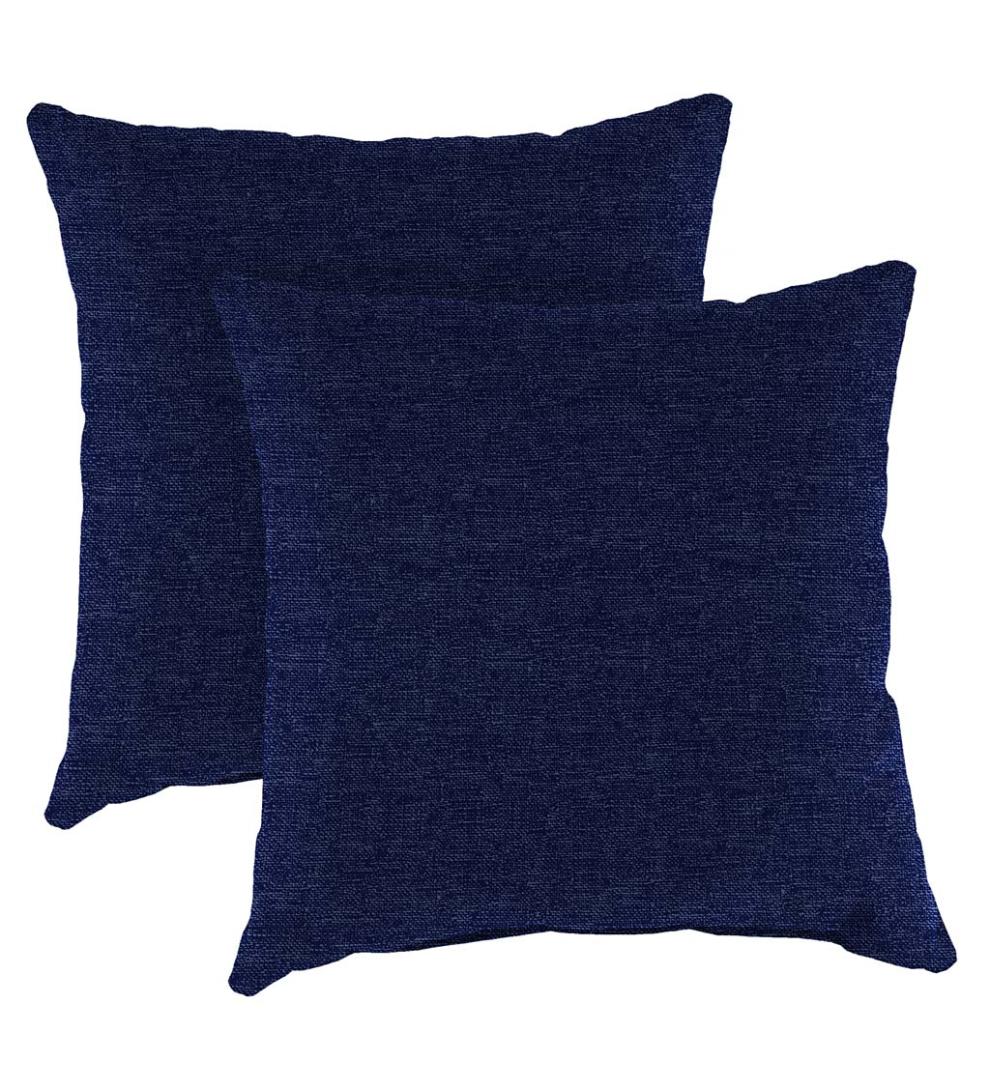 Plow & Hearth Deck & Patio Accents Outdoor Living Indoor/Outdoor Classic Throw Pillows, Set Of 2 - Navy