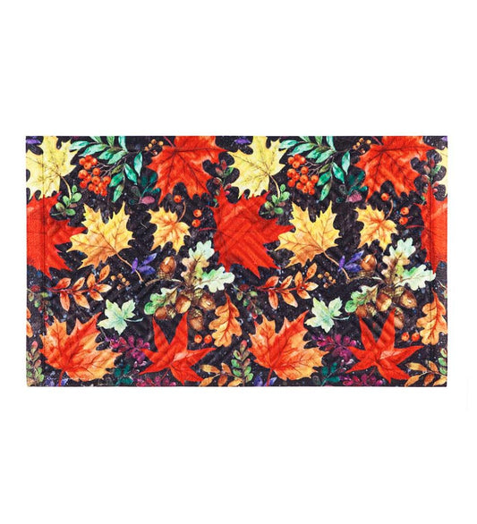 Plow & Hearth Deck & Patio Accents Outdoor Living Indoor/Outdoor Colorful Fall Leaves Embossed Floor Mat