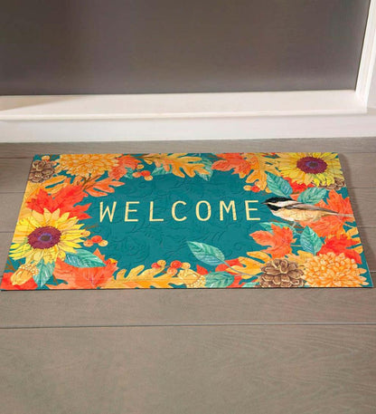 Plow & Hearth Deck & Patio Accents Outdoor Living Indoor/Outdoor Fall Chickadee Welcome Embossed Floor Mat