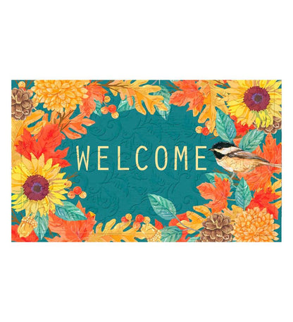 Plow & Hearth Deck & Patio Accents Outdoor Living Indoor/Outdoor Fall Chickadee Welcome Embossed Floor Mat