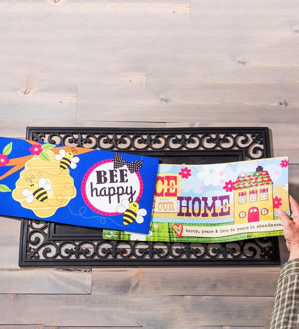 Plow & Hearth Deck & Patio Accents Outdoor Living Indoor/Outdoor Fleur Scroll Sassafras Mat Tray