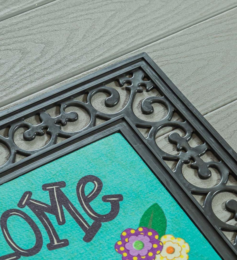 Plow & Hearth Deck & Patio Accents Outdoor Living Indoor/Outdoor Fleur Scroll Sassafras Mat Tray