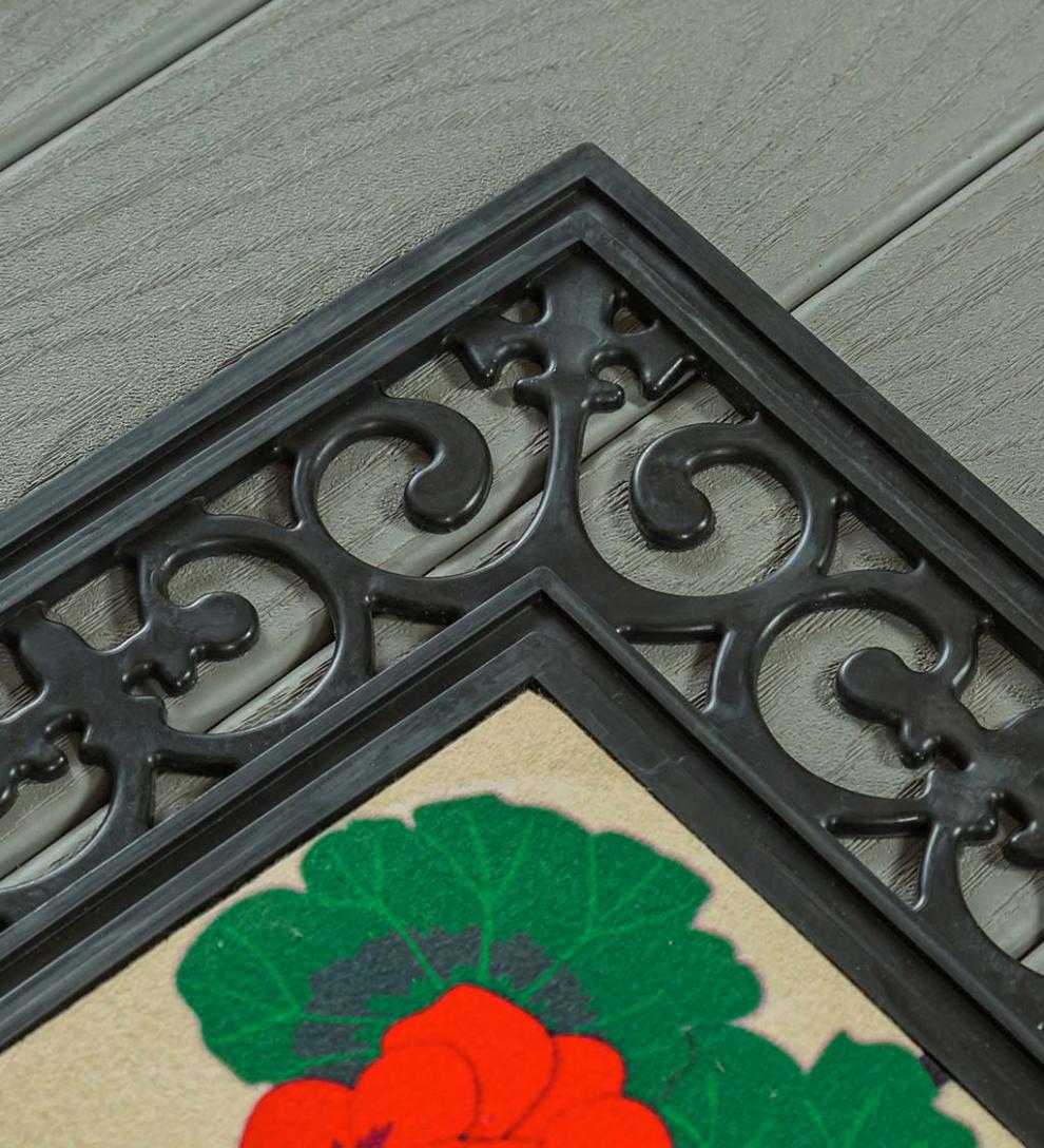 Plow & Hearth Deck & Patio Accents Outdoor Living Indoor/Outdoor Fleur Scroll Sassafras Mat Tray