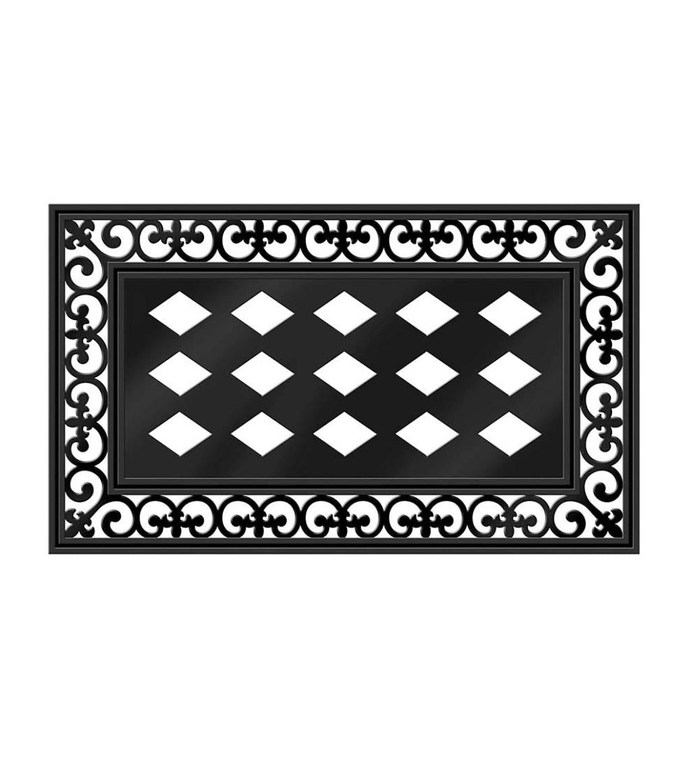 Plow & Hearth Deck & Patio Accents Outdoor Living Indoor/Outdoor Fleur Scroll Sassafras Mat Tray