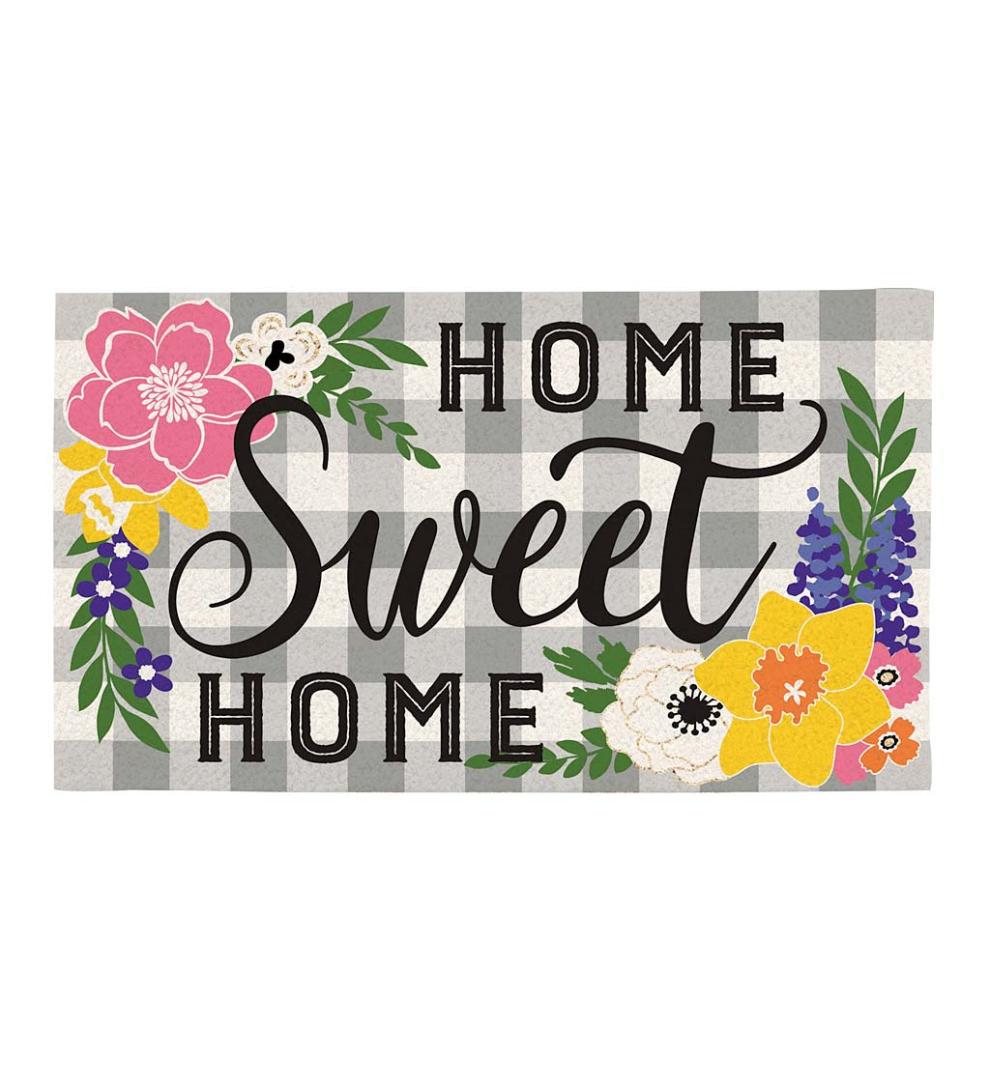 Plow & Hearth Deck & Patio Accents Outdoor Living Indoor/Outdoor Home Sweet Home Plaid Coir Fiber Mat