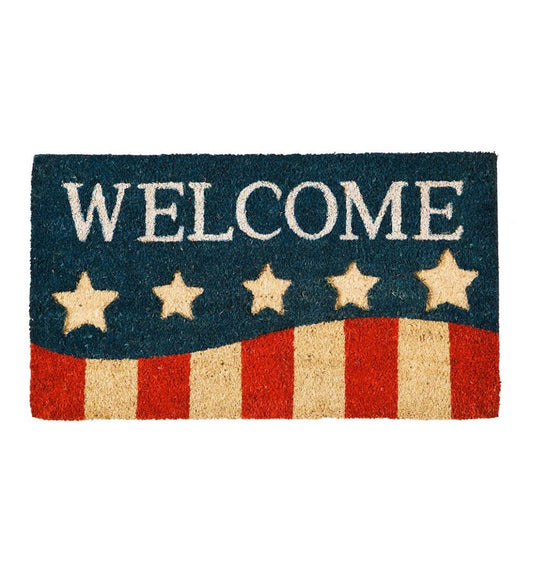 Plow & Hearth Deck & Patio Accents Outdoor Living Indoor/Outdoor Patriotic Stripes Coir Fiber Mat