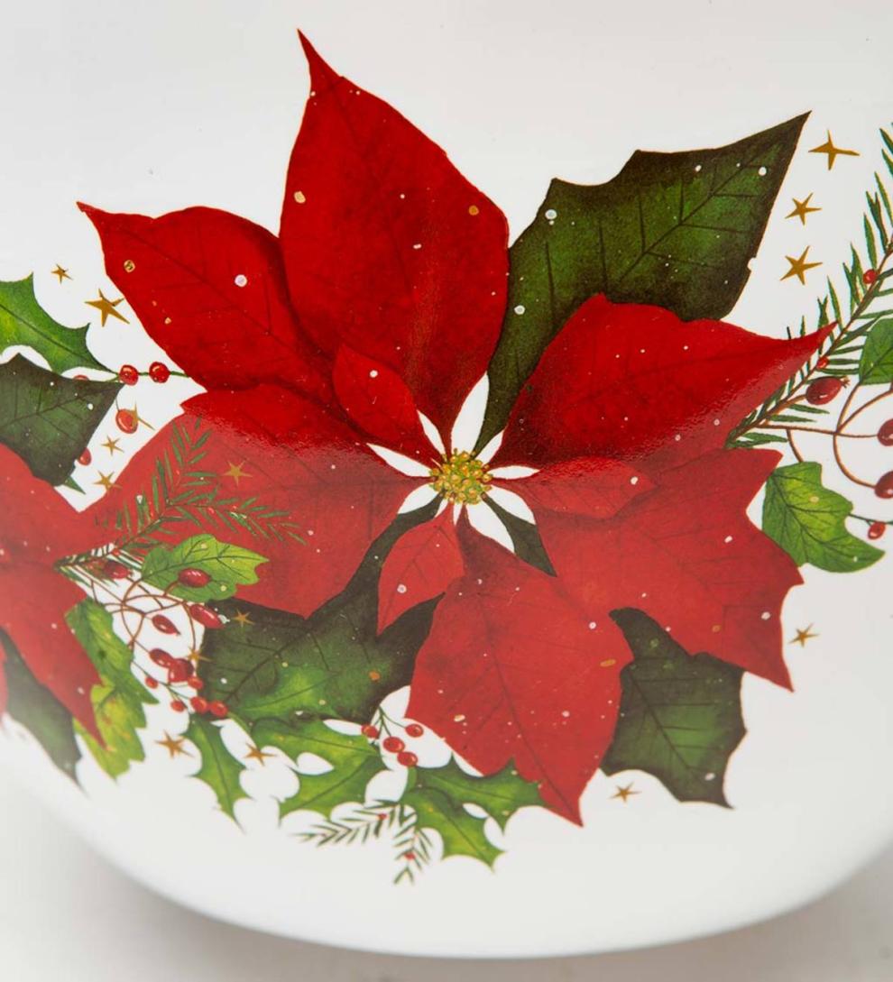 Plow & Hearth Deck & Patio Accents Outdoor Living Indoor/Outdoor Poinsettia Teacup Planter With Saucer