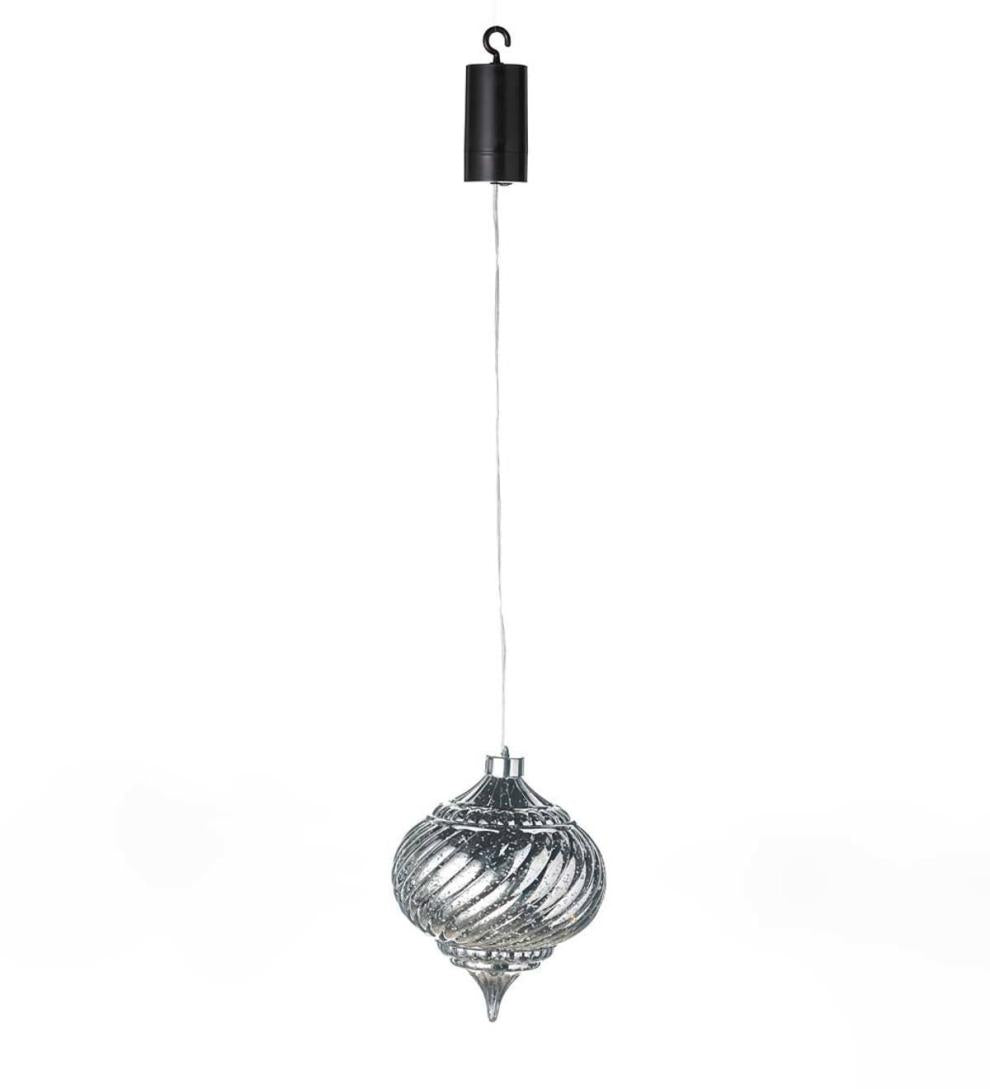 Plow & Hearth Deck & Patio Accents Outdoor Living Indoor/Outdoor Shatterproof Holiday Lighted Hanging Ornament - Finial, Red