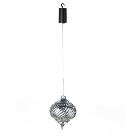 Plow & Hearth Deck & Patio Accents Outdoor Living Indoor/Outdoor Shatterproof Holiday Lighted Hanging Ornament - Finial, Red