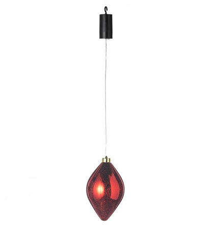 Plow & Hearth Deck & Patio Accents Outdoor Living Indoor/Outdoor Shatterproof Holiday Lighted Hanging Ornament - Finial, Red