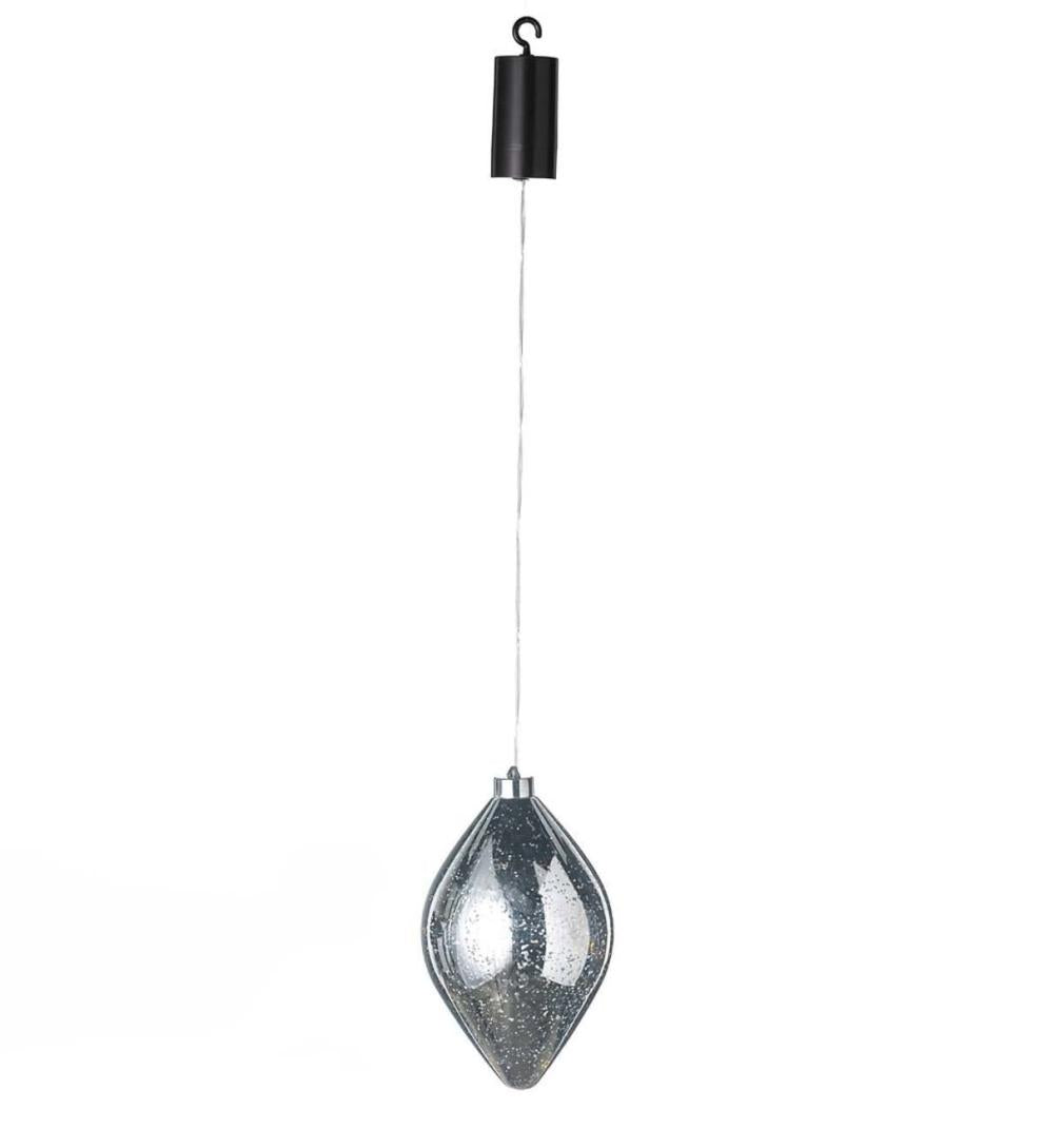 Plow & Hearth Deck & Patio Accents Outdoor Living Indoor/Outdoor Shatterproof Holiday Lighted Hanging Ornament - Finial, Red