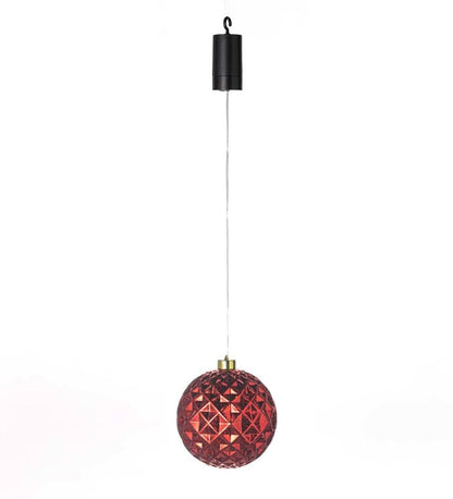 Plow & Hearth Deck & Patio Accents Outdoor Living Indoor/Outdoor Shatterproof Holiday Lighted Hanging Ornament - Finial, Red