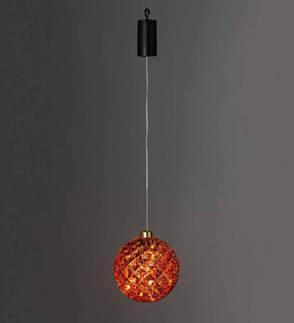 Plow & Hearth Deck & Patio Accents Outdoor Living Indoor/Outdoor Shatterproof Holiday Lighted Hanging Ornament - Finial, Red