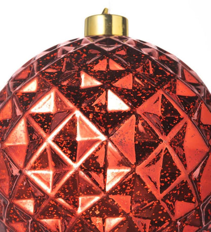 Plow & Hearth Deck & Patio Accents Outdoor Living Indoor/Outdoor Shatterproof Holiday Lighted Hanging Ornament - Finial, Red