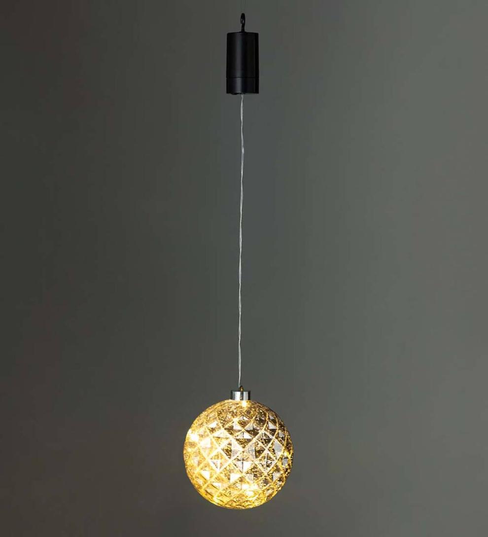 Plow & Hearth Deck & Patio Accents Outdoor Living Indoor/Outdoor Shatterproof Holiday Lighted Hanging Ornament - Finial, Red
