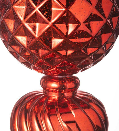 Plow & Hearth Deck & Patio Accents Outdoor Living Indoor/Outdoor Shatterproof Holiday Lighted Large Finial Hanging Ornament - Finial Red