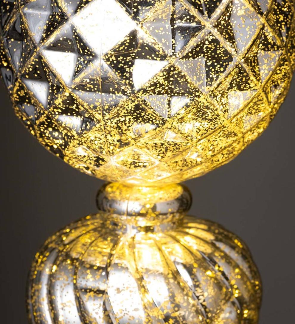 Plow & Hearth Deck & Patio Accents Outdoor Living Indoor/Outdoor Shatterproof Holiday Lighted Large Finial Hanging Ornament - Finial Red