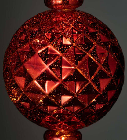 Plow & Hearth Deck & Patio Accents Outdoor Living Indoor/Outdoor Shatterproof Holiday Lighted Large Finial Hanging Ornament - Finial Red