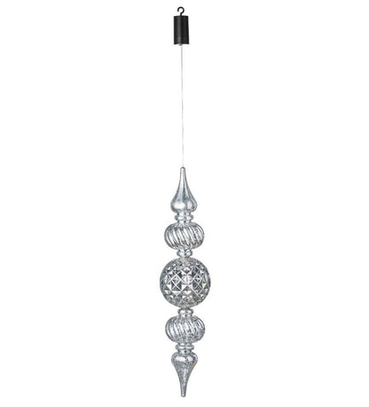 Plow & Hearth Deck & Patio Accents Outdoor Living Indoor/Outdoor Shatterproof Holiday Lighted Large Finial Hanging Ornament - Finial Red