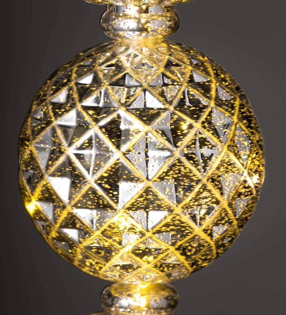 Plow & Hearth Deck & Patio Accents Outdoor Living Indoor/Outdoor Shatterproof Holiday Lighted Large Finial Hanging Ornament - Finial Red