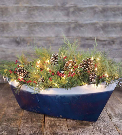 Plow & Hearth Deck & Patio Accents Outdoor Living Large Handmade Painted Metal Boat Planter/Container