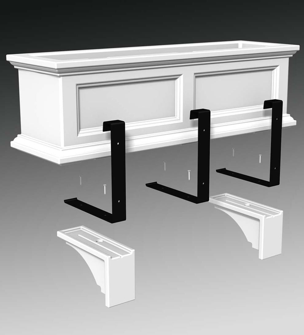 Plow & Hearth Deck & Patio Accents Outdoor Living Lexington Window Box Corbels, Set Of 2 - Black