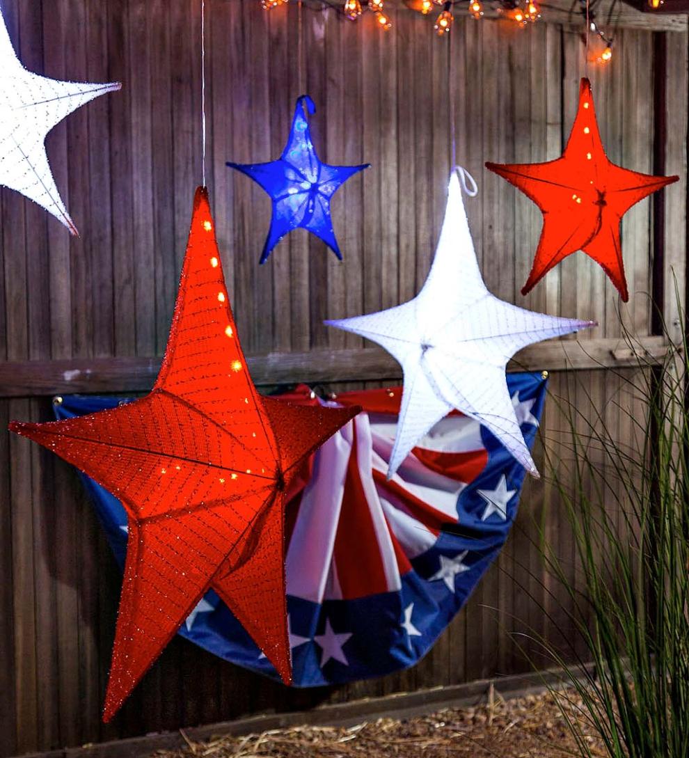 Plow & Hearth Deck & Patio Accents Outdoor Living Lighted Hanging Fabric Star
