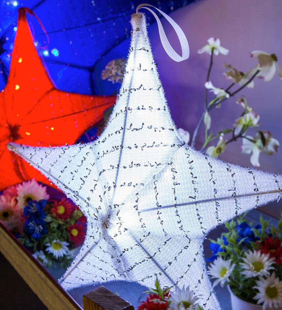 Plow & Hearth Deck & Patio Accents Outdoor Living Lighted Hanging Fabric Star