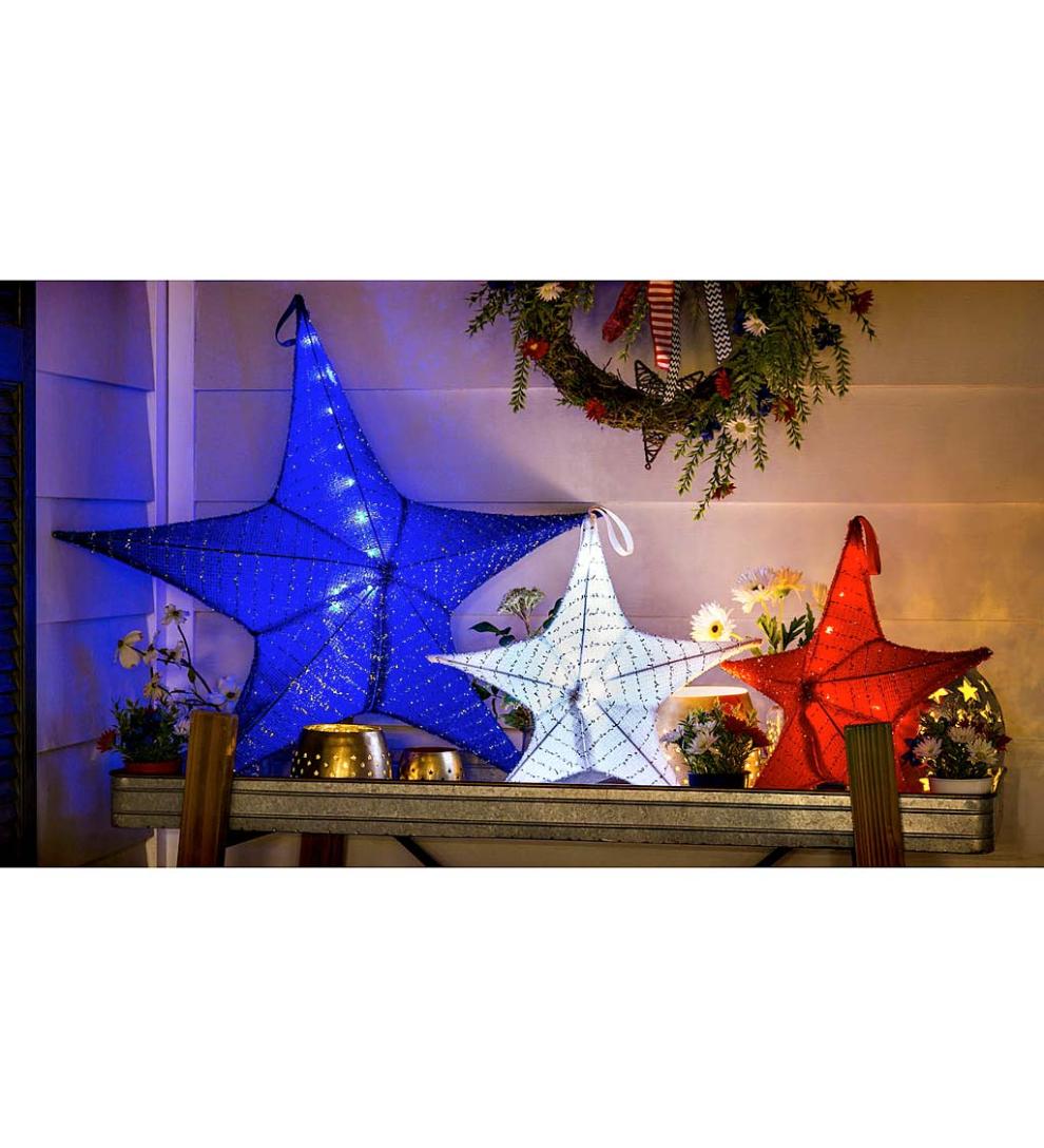 Plow & Hearth Deck & Patio Accents Outdoor Living Lighted Hanging Fabric Star