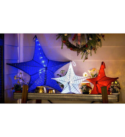 Plow & Hearth Deck & Patio Accents Outdoor Living Lighted Hanging Fabric Star